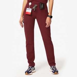 FIGS Yola Scrub Pants in Burgundy Large Petite